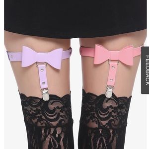 Pink &‎ Purple Pastel Bow Garter Set Hot Topic